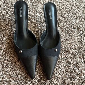 Tony Bianco Black Pointed-Toe Slip-On Mules